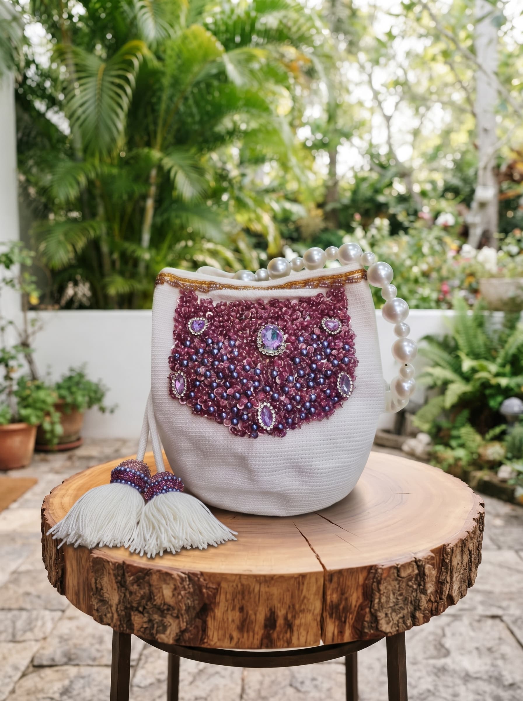 Mochila Wayuu Cristales & Perlas Edición Lujo